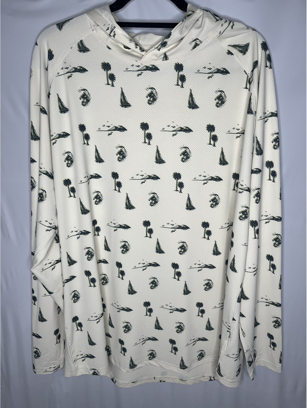 NWOT LIV Outdoor Men's Cream/Green/Lightweight Hoodie Size XL